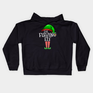 Fishing Elf Family Matching Group Christmas Dad Pops Kids Hoodie